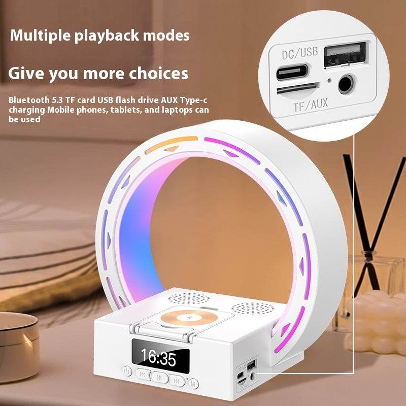 4 In 1 Wireless Bluetooth-compatible Speaker Charging Pad Bedside Lamp With Alarm Clock Wake-Up Light For Bedroom Support USB Drive TF Card - We Got That ! 