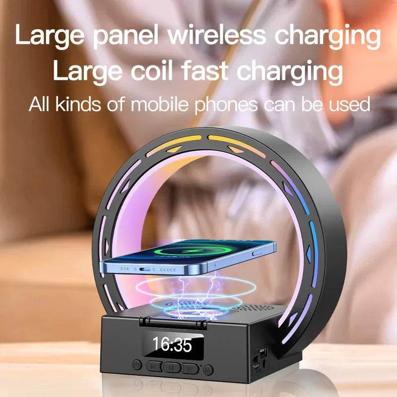 4 In 1 Wireless Bluetooth-compatible Speaker Charging Pad Bedside Lamp With Alarm Clock Wake-Up Light For Bedroom Support USB Drive TF Card - We Got That ! 